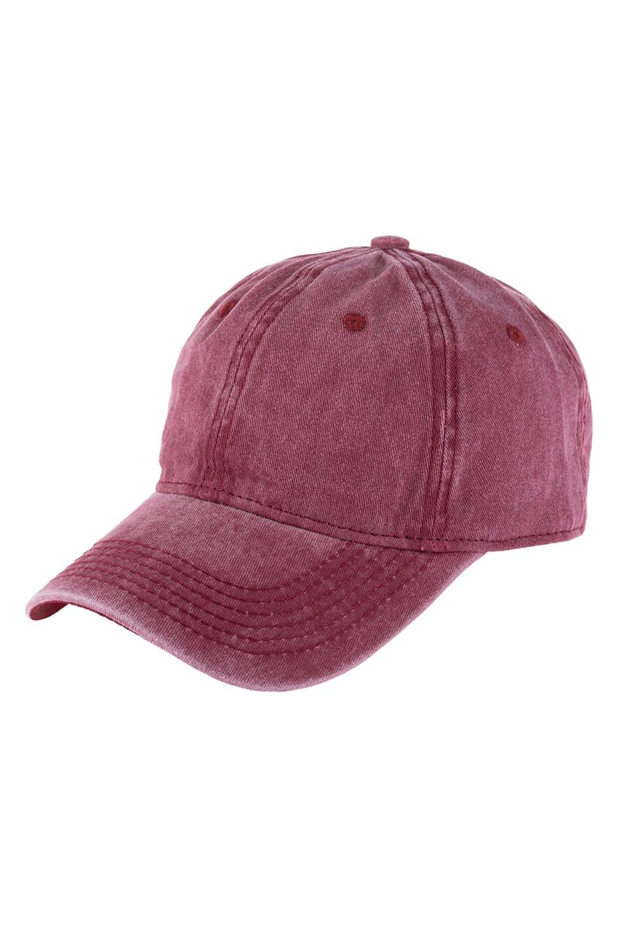 Acid Washed Baseball Cap - Maroon - 100% Cotton - Adjustable NWT